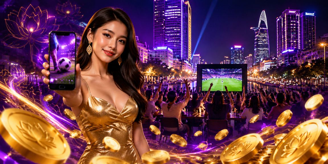 Không khí cá cược bóng đá sôi động ban đêm tại Thành phố Hồ Chí Minh với ánh đèn neon rực rỡ