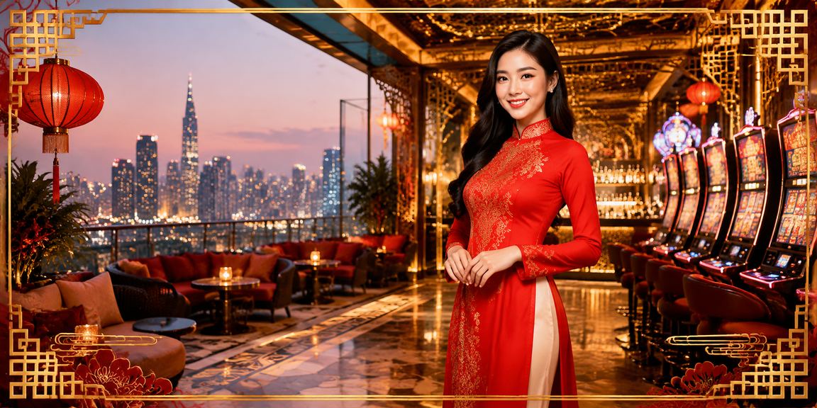 Màn hình slot game hiển thị biểu tượng áo dài và chủ đề Việt Nam tại TP.HCM