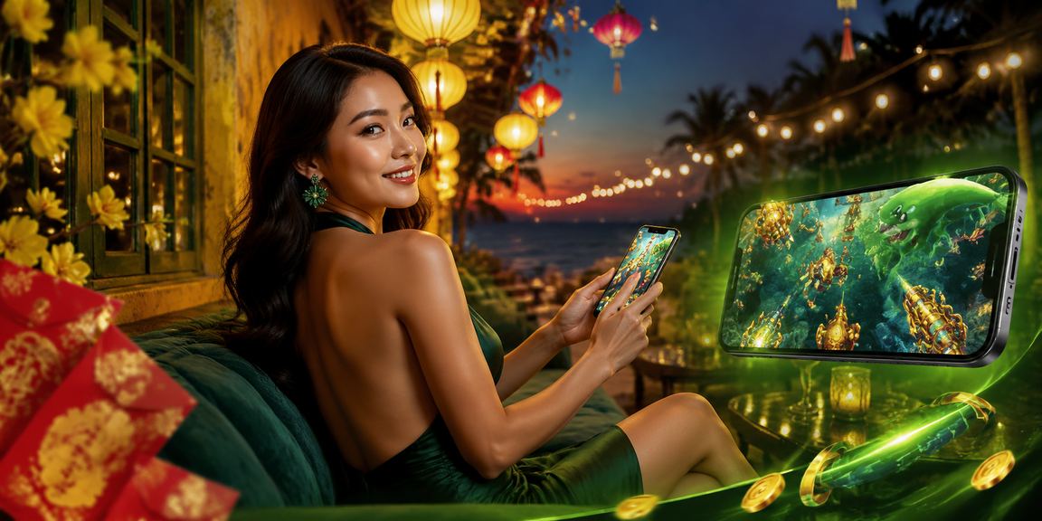 Đèn lồng Hội An và trò bắn cá minh họa hành trình người dùng giải trí