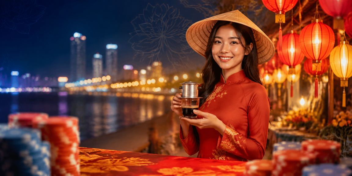Người dùng tạo tài khoản cá cược và casino tại quán cà phê Nha Trang ven biển