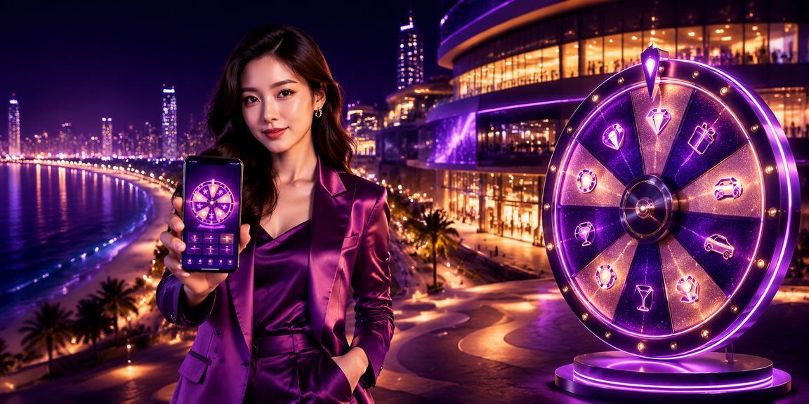 Bàn Roulette với ánh đèn neon sống động tại khu vực giải trí Nha Trang về đêm